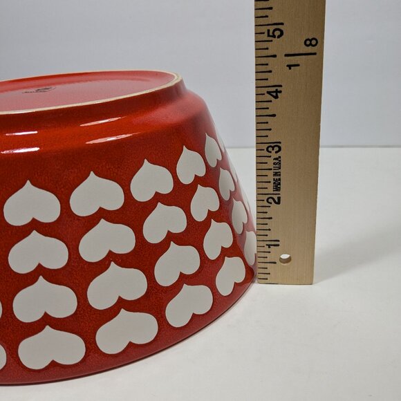Waechtersbach Red White Ceramic Heart Serving Bowl Large 3 Rows Hearts Vintage - Picture 11 of 13